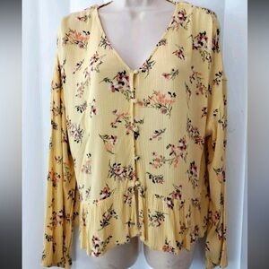 Hippie Rose Floral Yellow Women's Top
